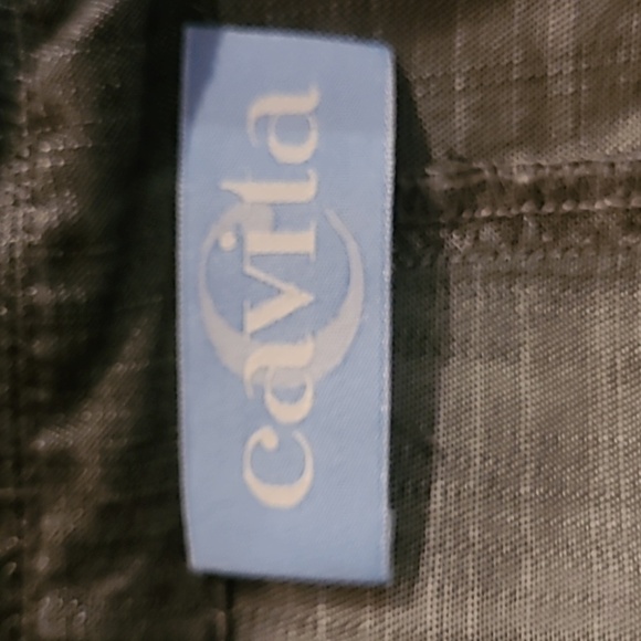 CAVITA Chambray Button Front Jacket, Grey with Pink Stitching, Western Office - Picture 10 of 14